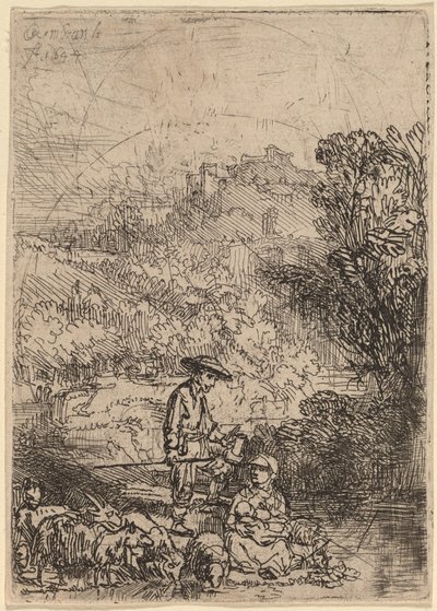 Der Hirte und seine Familie von Rembrandt van Rijn