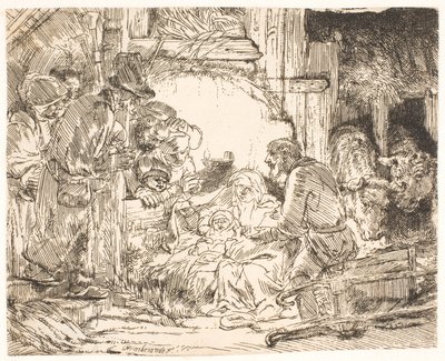 Die Anbetung der Hirten (mit der Lampe) von Rembrandt van Rijn