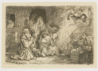 Der Engel verlässt die Familie des Tobias von Rembrandt van Rijn