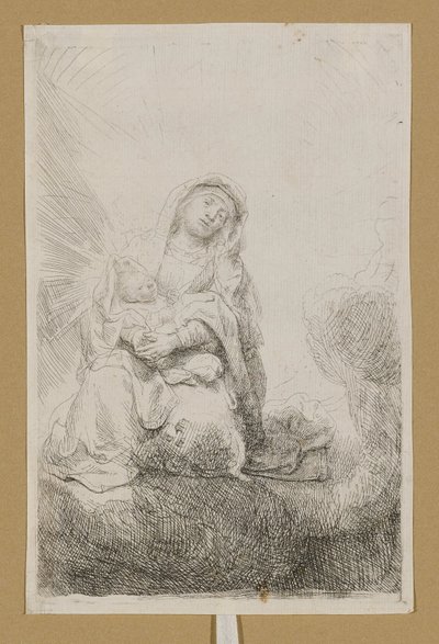 Jungfrau und Kind in den Wolken von Rembrandt van Rijn
