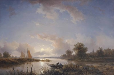 Angler in einem Ruderboot in der Dämmerung von Remigius Adrianus Haanen