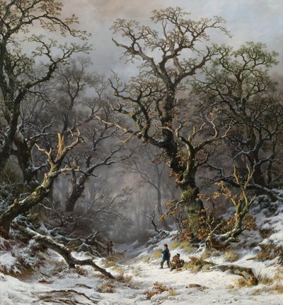 Jäger im Wald im Winter von Remigius Adrianus Haanen