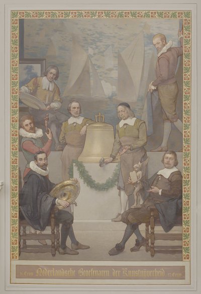 Malerei in der Vorhalle von Georg Sturm der Kunstgewerbe (unter anderem die Herstellung von Uhren) mit der Aufschrift: 16. Jahrhundert Niederländische Kunstgewerbe 17. Jahrhundert von René den Engelsman