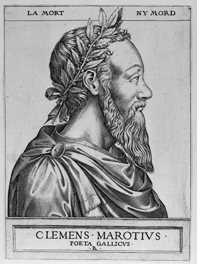 Porträt von Clement des Marets genannt Marot (1496-1544), französischer Dichter - Clement Marotius poeta gallicus Gravur von Rene Boyvin 1576 - von Rene Boyvin