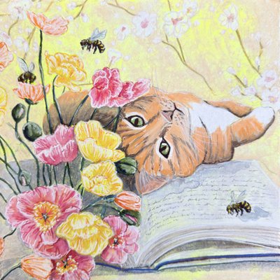 Katze Zwischen Mohnblumen von Renee Machan Cottagecore Artist