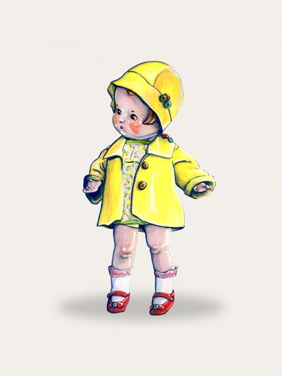 Charmante Puppe Gelbes Outfit von Renee Machan Cottagecore Artist