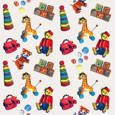 Bunte Retro-Spielzeuge von Renee Machan Cottagecore Artist