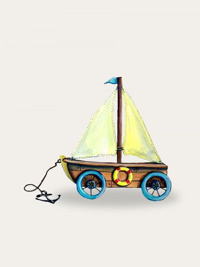 Verspieltes Spielzeugsegelboot von Renee Machan Cottagecore Artist