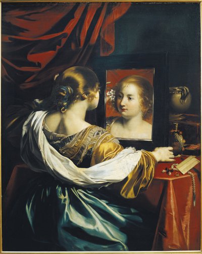 Eitelkeit oder junge Frau bei ihrer Toilette, ca. 1626 von Renieri