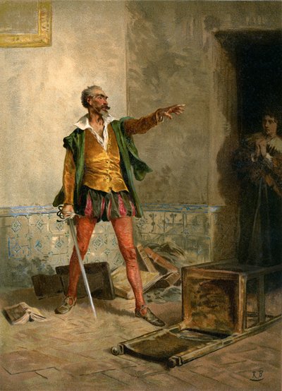 Don Quijote in seiner Bibliothek mit seiner Nichte von Ricardo Balaca