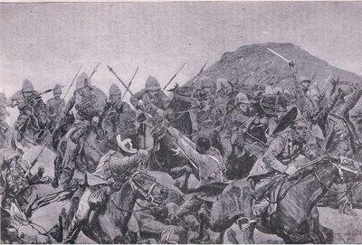 Die Schlacht von Elandslaagte: der Kavallerieangriff (Lithografie) von Richard Caton II Woodville