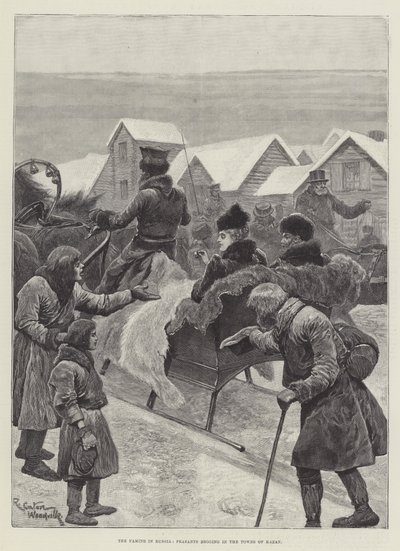 Die Hungersnot in Russland, Bauern betteln in den Städten von Kasan von Richard Caton Woodville junior