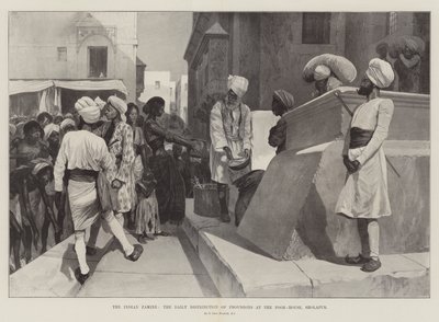 Die indische Hungersnot, die tägliche Verteilung von Lebensmitteln im Armenhaus, Sholapur von Richard Caton Woodville junior