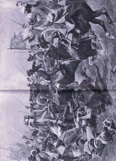 Der Kavalleriekonflikt in der Schlacht von Ramillies, 3. Mai 1706, Illustration aus Britische Schlachten zu Land und zu Wasser, 1915 von Richard Caton Woodville junior