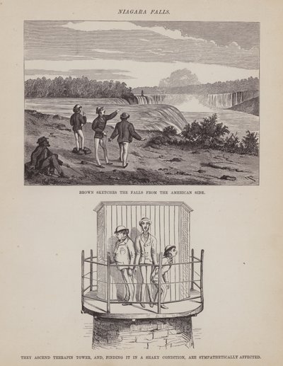 Seite aus Die amerikanische Tour von Herrn Brown, Jones und Robinson (Gravur) von Richard Doyle