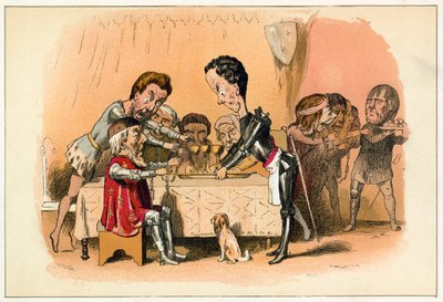 Der Schwarze Prinz wartet auf seinen Gefangenen König Johann von Richard Doyle