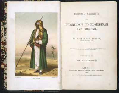 Titelblatt zu Richard F. Burton, "Bericht über meine Pilgerfahrt nach Medina und Mekka", Band II., 1855 von Richard Francis Burton