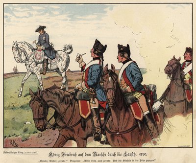 Friedrich der Große von Preußen beim Marsch durch Lausitz von Richard Knoetel