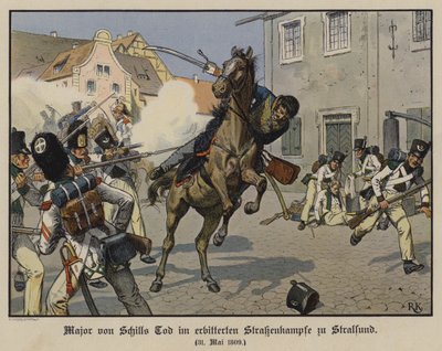Tod von Major von Schill in einer Straßenschlacht in Stralsund am 31. Mai 1809 von Richard Knotel