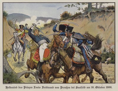 Heroischer Tod von Prinz Louis Ferdinand von Preußen in der Schlacht bei Saalfeld von Richard Knotel