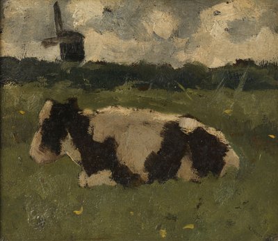 Ruhende Kuh mit Mühle von Richard Nicolaus Holst Roland