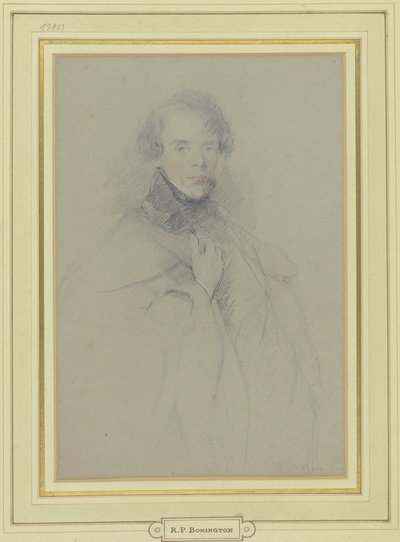 Selbstbildnis im Mantel, Kniestück von Richard Parkes Bonington