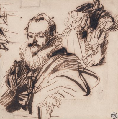 Studie eines Gentlemans im Kostüm des 17. Jahrhunderts von Richard Parkes Bonington