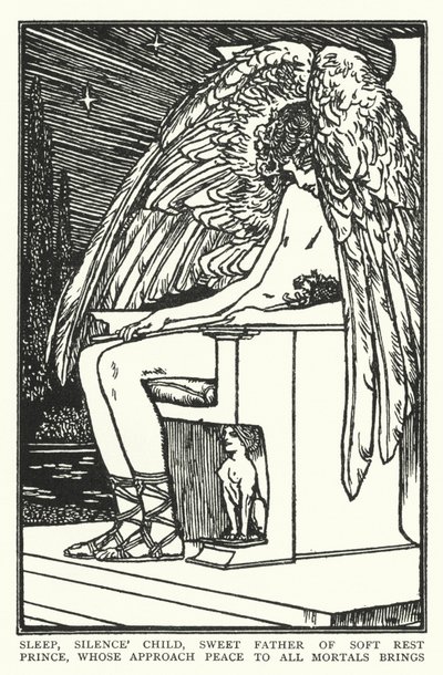 Schlaf, Kind der Stille, süßer Vater der sanften Ruhe, Prinz, dessen Annäherung allen Sterblichen Frieden bringt von Robert Anning Bell