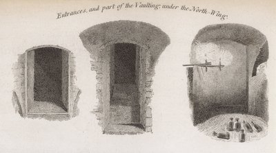 Eingänge und ein Teil des Gewölbes unter dem Nordflügel von Crosby Hall von Robert Blemell Schnebbelie
