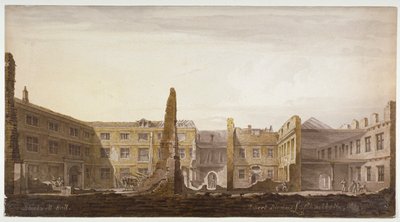 Blackwell Hall während des Abrisses, City of London von Robert Blemmell Schnebbelie