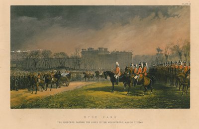 Hyde Park - die Prinzessin passiert die Reihen der Freiwilligen, 7. März 1863 von Robert Charles Dudley