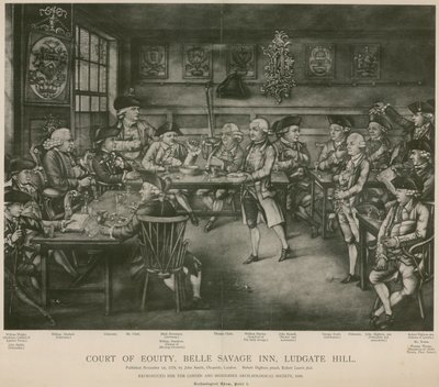 Gerichtshof der Gerechtigkeit, Belle Savage Inn, Ludgate Hill, London von Robert Dighton