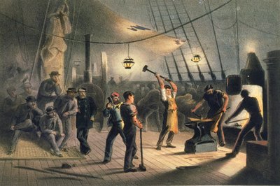 Die Schmiede auf dem Deck der Great Eastern, Nacht des 9. August von Robert Dudley