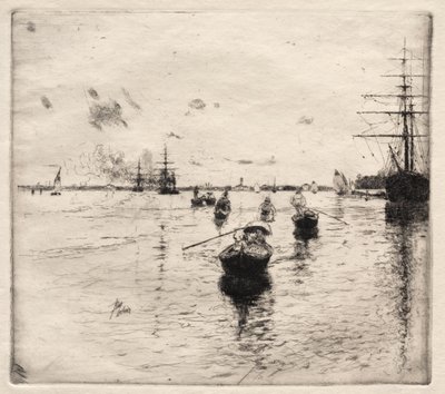 Lagune mit Dampfschiffen und Gondeln von Robert Frederick Blum