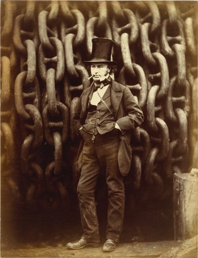 [Isambard Kingdom Brunel vor den Startketten der Great Eastern stehend] von Robert Howlett