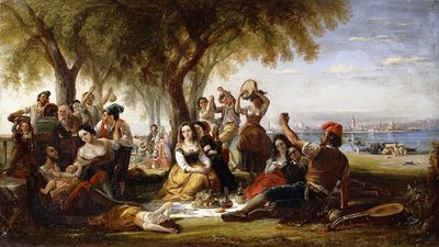 Eine Fiesta-Szene, auf dem Lido, in der Nähe von Venedig, 1848 von Robert McInnes