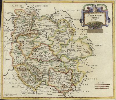 Karte von Herfordshire (Farbstich) von Robert Morden