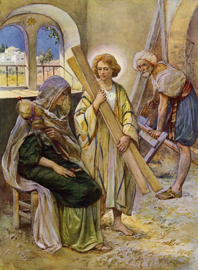 Der Junge Jesus in der Werkstatt des Zimmermanns von Robert Payton Reid