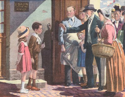 Bruder und Schwester, die ihre Eltern trotzten, indem sie beim Spielen im Freien zu weit von zu Hause weggingen von Robert Salles
