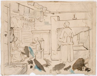 Drei Frauen im Innenraum von Robert Wilhelm Ekman