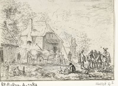 Soldaten bei zwei Karren von Robert van den Hoecke