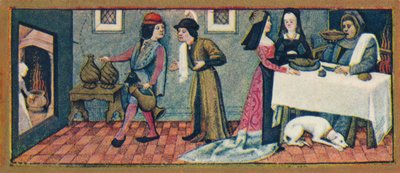 Januar - Abendessen zu Neujahr, 15. Jahrhundert, 1939 von Robinet Testard