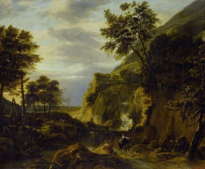 Gebirgslandschaft mit Wasserfall von Roelandt Roghman