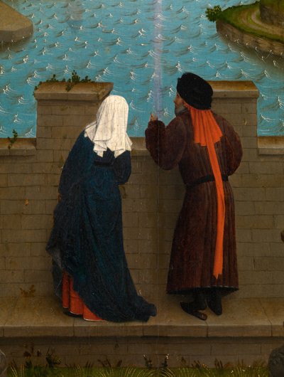 (Detail) Der heilige Lukas zeichnet das Porträt der Jungfrau von Rogier van der (after) Weyden
