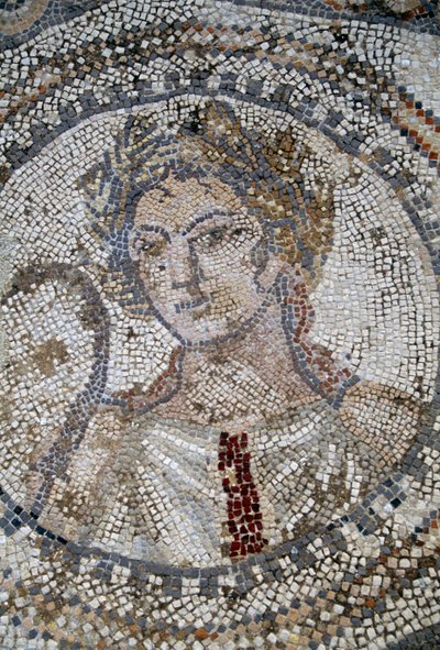 Weibliches Gesicht, Mosaik in der römischen Stadt Volubilis von Roman