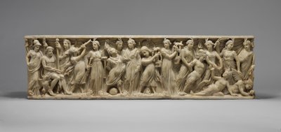 Sarkophag mit dem Wettstreit zwischen den Musen und den Sirenen, spätes 3. Jahrhundert von Roman
