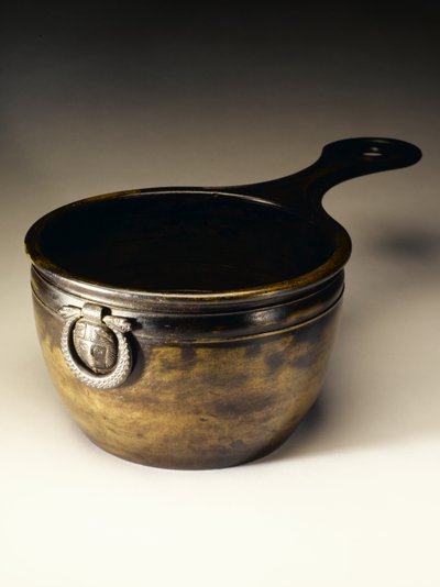 Bratpfanne mit verzinntem Inneren, vom Dowalton Loch Crannog, Wigtownshire (Bronze & Zinn) von Roman
