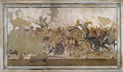Die Schlacht von Issos, gewonnen von Alexander dem Großen gegen Darios III. Codoman (335 - 331 v. Chr.) - Mosaik von Pompeji von Roman