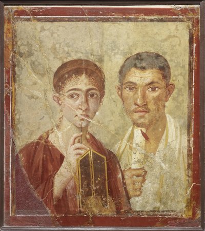 Porträt des Bäckers Terentius Neo und seiner Frau von Roman Pompeian wall painting