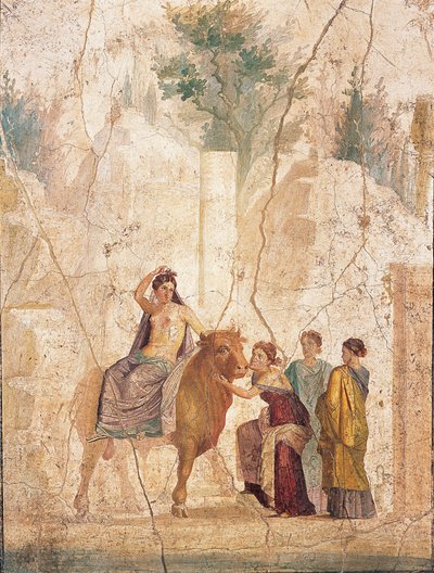 Der Raub der Europa, 1. Hälfte 1. Jh. n. Chr. von Roman Pompeian wall painting.
